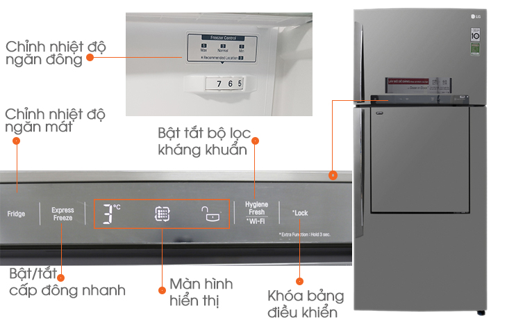 Bảng điều khiển cảm ứng của tủ lạnh LG