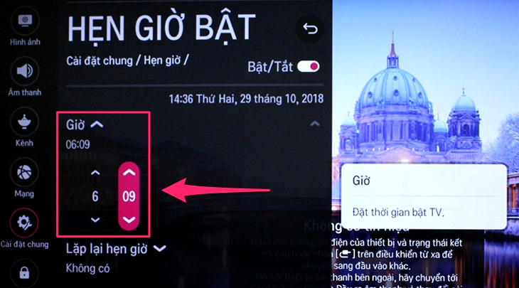Kiểm tra cài đặt hẹn giờ bật/tắt trên Tivi LG