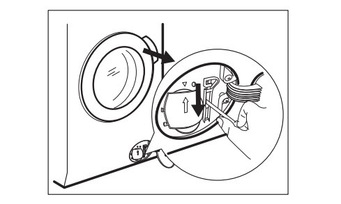 Vị trí có thể có của lẫy mở cửa khẩn cấp máy giặt LG
