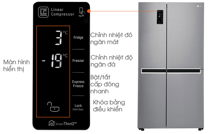 Bảng điều khiển tủ lạnh LG bị lỗi, không sáng hoặc liệt phím